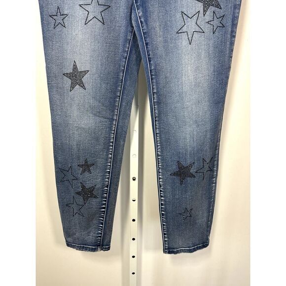 VIA RITINA Women's Denim Rhinestone Star Skinny Jeans Blue Size 10 - Picture 4 of 13